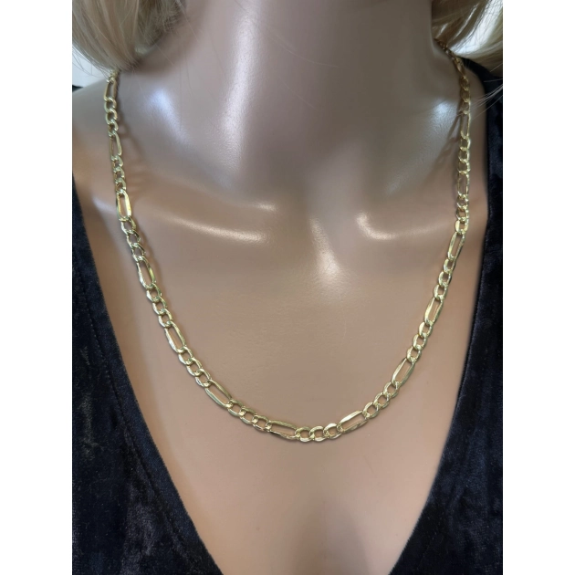 Vyriška tuščiavidurė geltono aukso Figaro grandinėlė 585