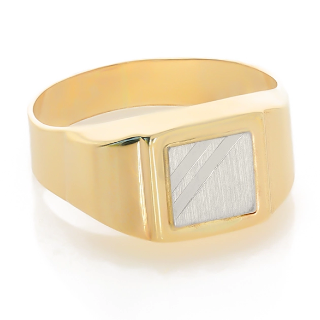 Stilingas vyriškas dviejų spalvų aukso signetas 585