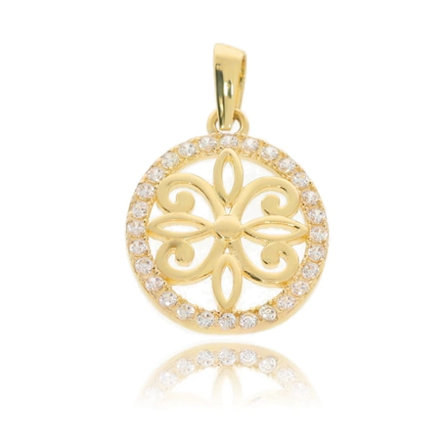 Moteriškas geltono aukso pakabukas su cirkoniais 585