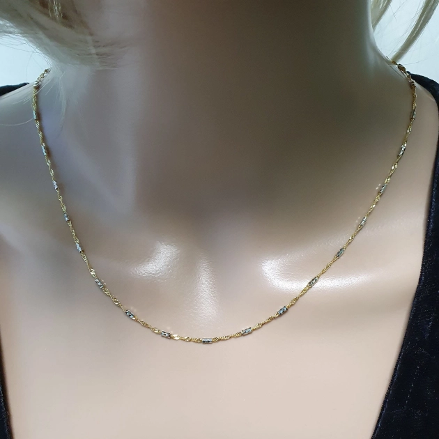 Moteriška pilnavidurė dviejų spalvų aukso grandinėlė 585