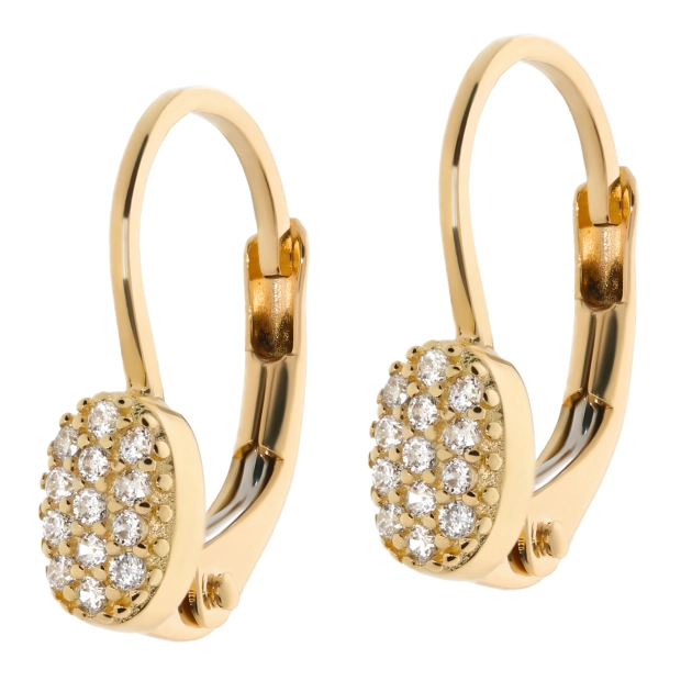 Elegantiški moteriški geltono aukso auskarai su cirkoniais 585