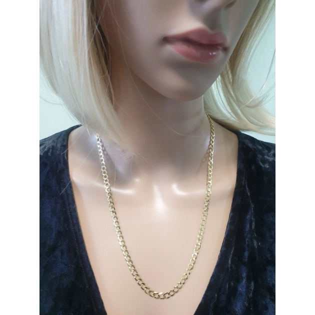 Pilnavidurė vyriška geltono aukso Curb pynimo grandinėlė 585