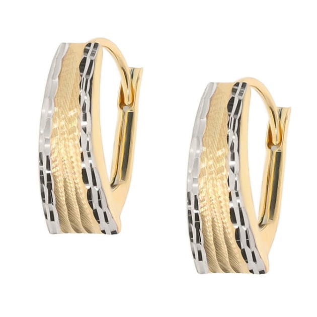 Elegantiški moteriški dviejų spalvų aukso auskarai 585