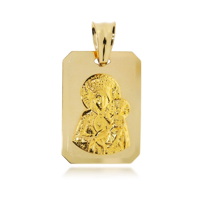 Religinis geltono aukso pakabukas su Dievo Motinos atvaizdu 585