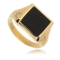 Vyriškas geltono aukso masyvus žiedas su juodu cirkoniu 585