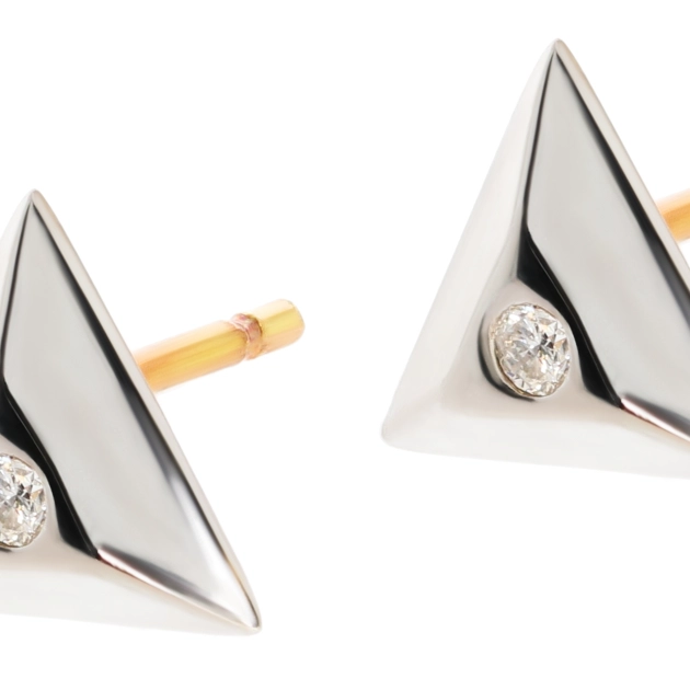 Išskirtiniai moteriški balto aukso auskarai su deimantais 585