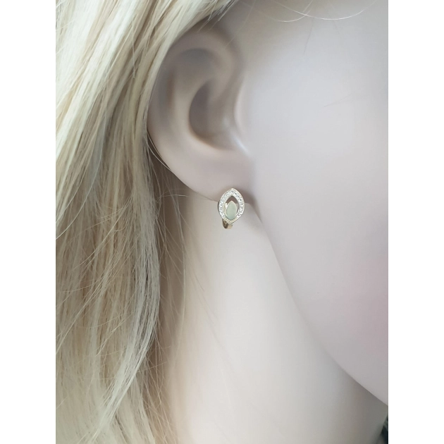 Elegantiški moteriški geltono aukso auskarai su cirkoniais 585