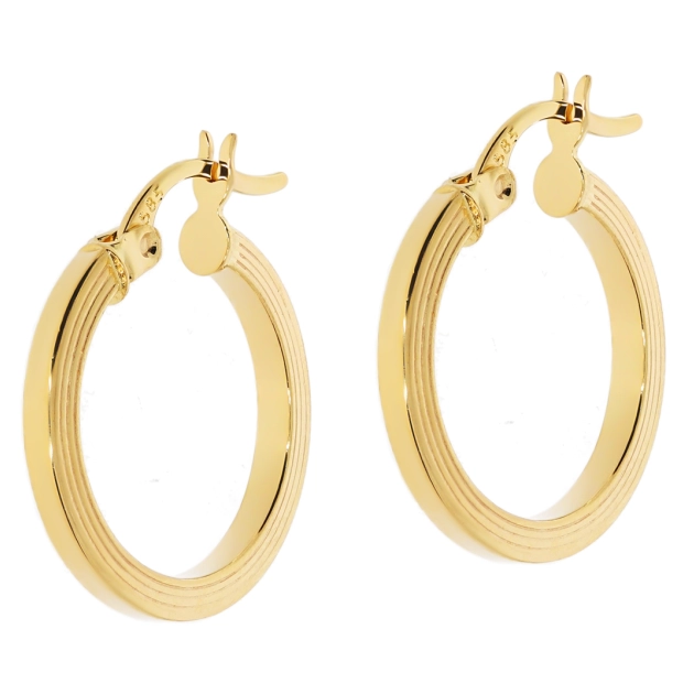 Elegantiški moteriški geltono aukso auskarai lankeliai 585