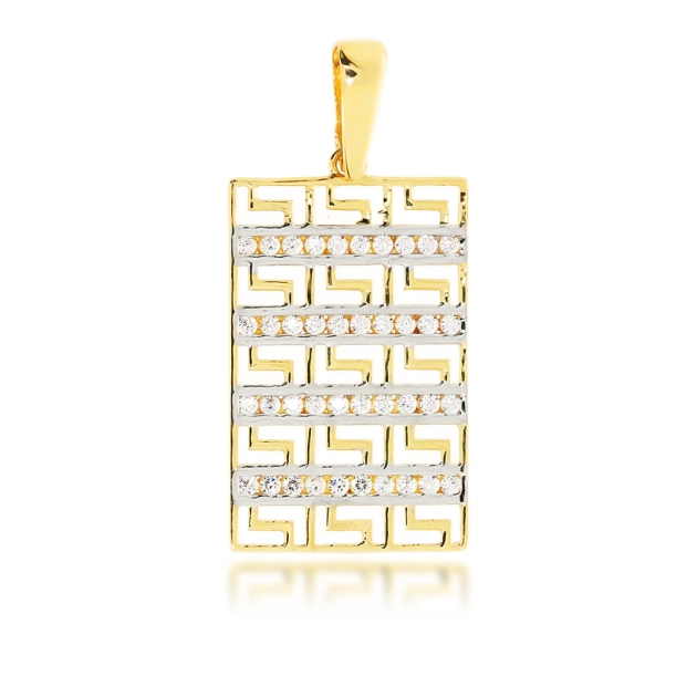 Moteriškas geltono ir balto aukso pakabukas su cirkoniais 585