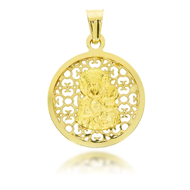 Religinis geltono aukso pakabukas su Dievo Motinos atvaizdu 585