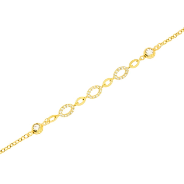 Elegantiška moteriška geltono aukso apyrankė su cirkoniais 585