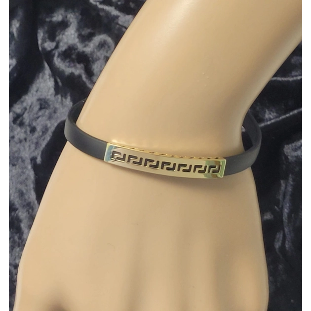 Stilinga moteriška geltono aukso apyrankė su kaučiuku 585