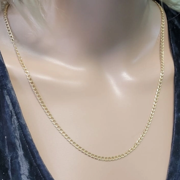 Vyriška tuščiavidurė Curb pynimo geltono aukso grandinėlė 585