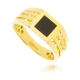 Stilingas vyriškas geltono aukso žiedas su juodu cirkoniu 585