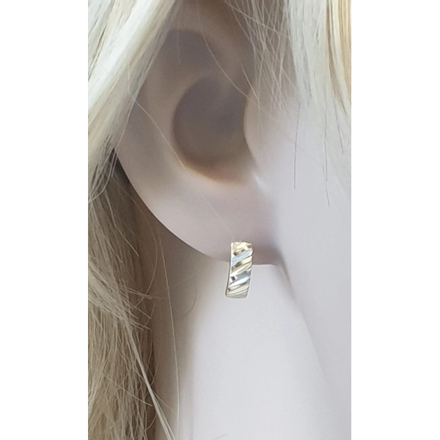 Elegantiški moteriški dviejų spalvų aukso auskarai 585