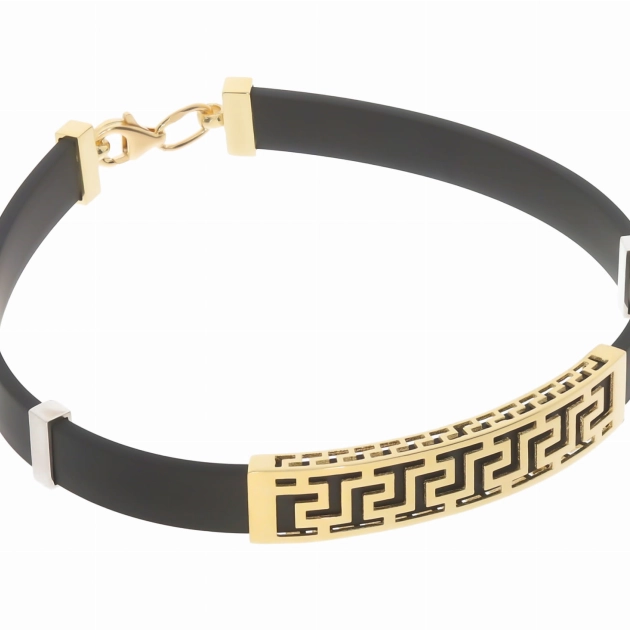 Moteriška geltono ir balto aukso apyrankė su kaučiuku 585