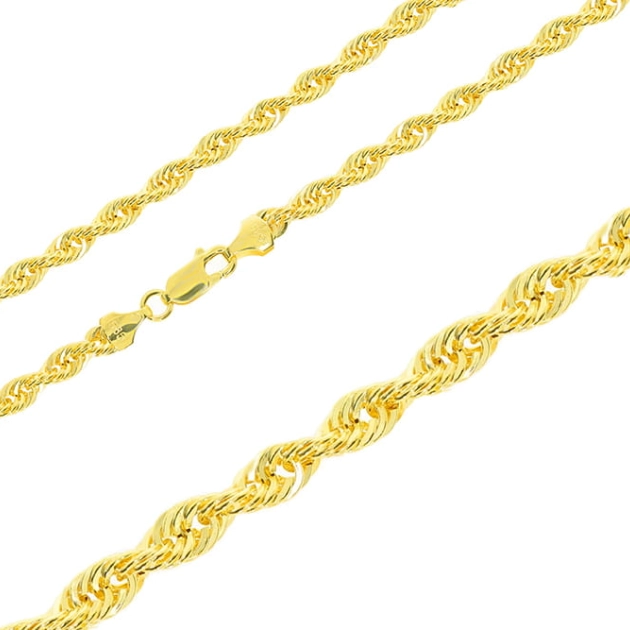 Moteriška geltono aukso tuščiavidurė Rope pynimo grandinėlė 585