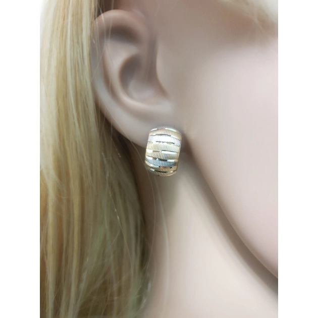 Elegantiški moteriški dviejų spalvų aukso auskarai 585