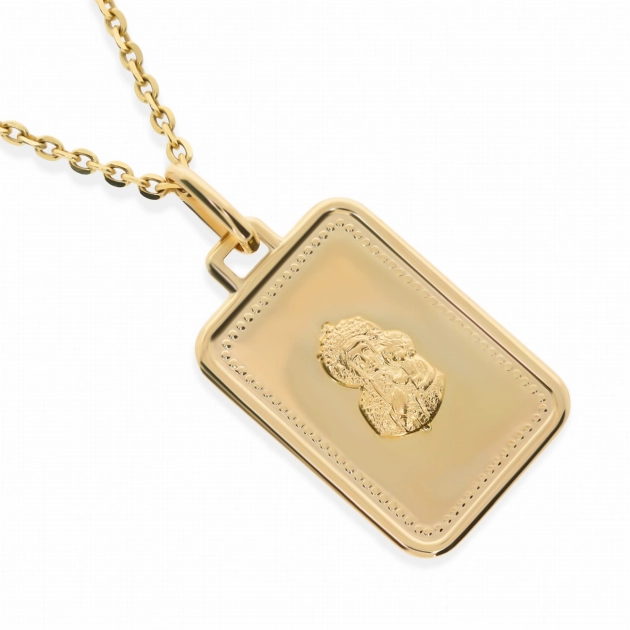 Religinis geltono aukso medalikėlis su Švč. Mergelės Marijos atvaizdu 585