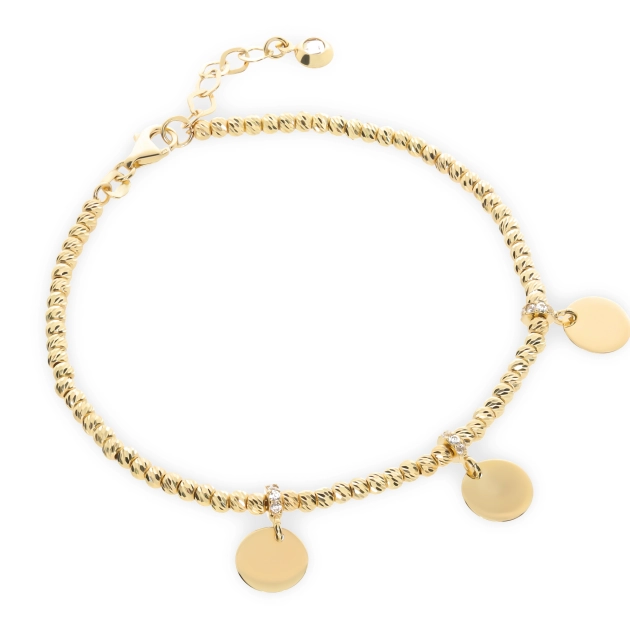 Elegantiška moteriška geltono aukso apyrankė su cirkoniais 585