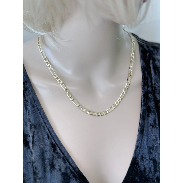 Vyriška tuščiavidurė geltono aukso Figaro grandinėlė 585