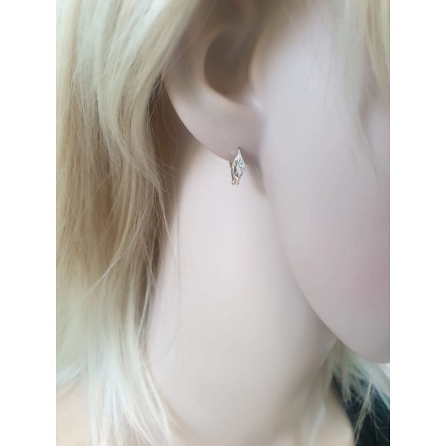 Elegantiški moteriški dviejų spalvų aukso auskarai su cirkoniais 585