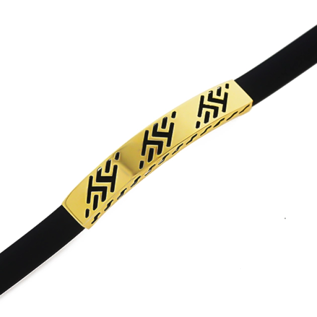 Moderni moteriška geltono aukso apyrankė su kaučiuku 585