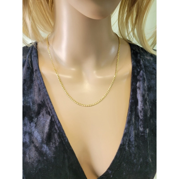 Elegantiška moteriška tuščiavidurė Curb pynimo geltono aukso grandinėlė 585