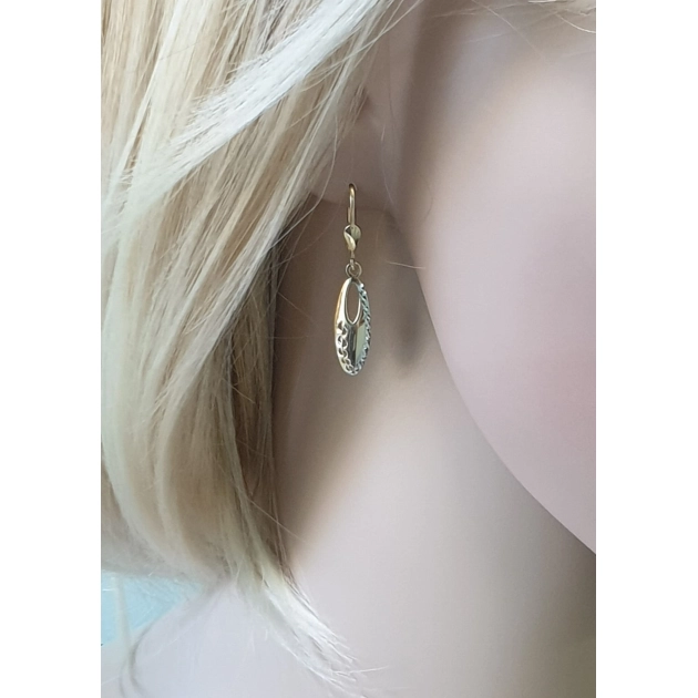 Elegantiški moteriški geltono ir balto aukso auskarai 585