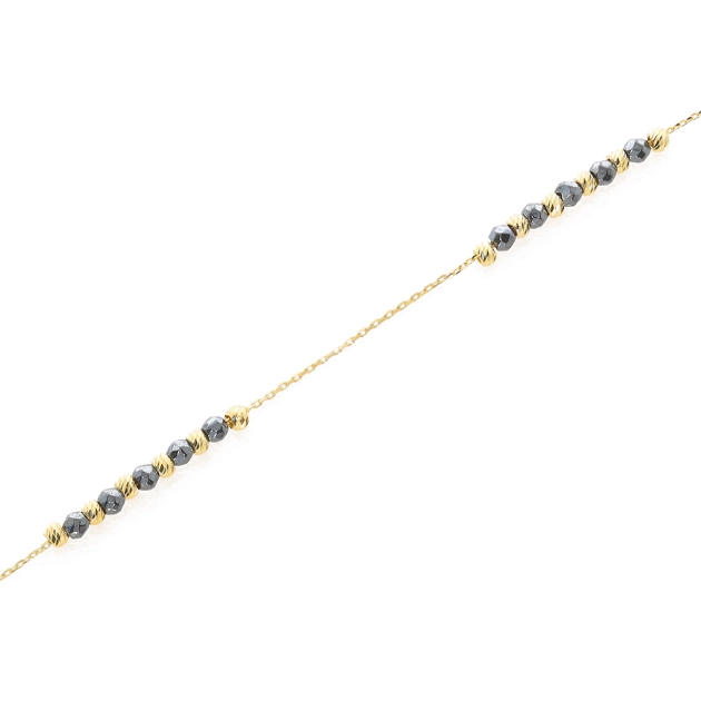 Elegantiška moteriška geltono aukso apyrankė su juodais cirkoniais 585