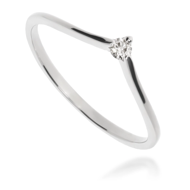 Elegantiškas moteriškas balto aukso žiedas su deimantu 585
