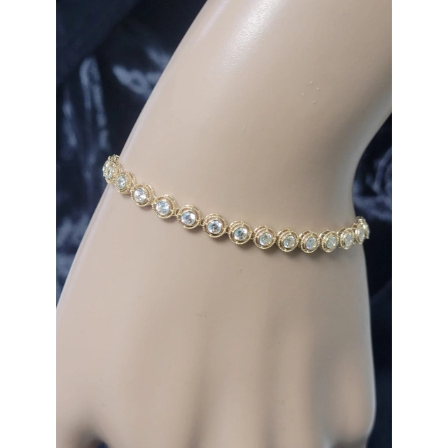 Elegantiška moteriška geltono aukso apyrankė su cirkoniais 585