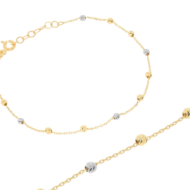Elegantiška moteriška dviejų spalvų aukso apyrankė su Bead pynimu 585